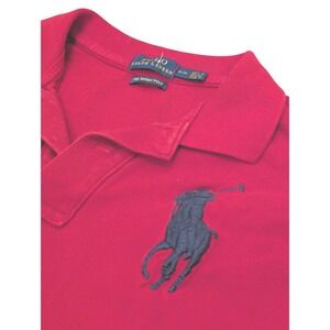 Polo Ralph Lauren Women's S Red Skinny Fit Polo Shirt Navy Big Pony Logo‎
